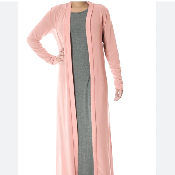 DUSTER  Rose Pink Open Front Long Cardigan Sweater Jacket NWOT - Picture 3 of 9